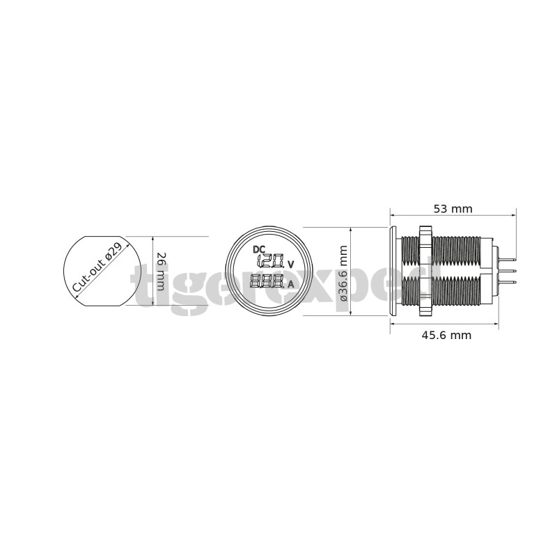 Voltmètre/Ampèremètre numérique pour 12/24V