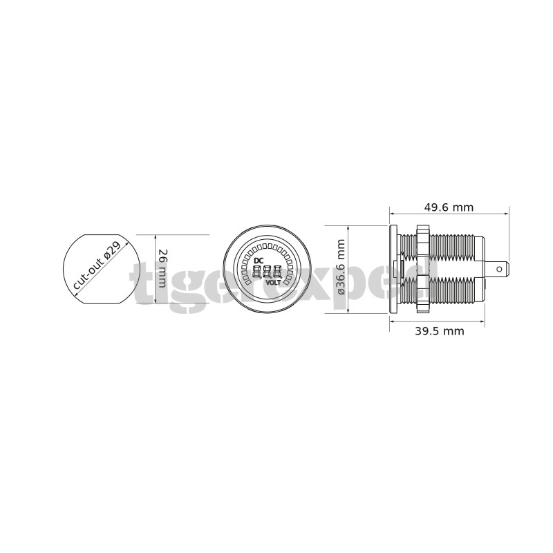 Voltmètre numérique 12V / 24V avec indicateur de niveau de batterie étanche