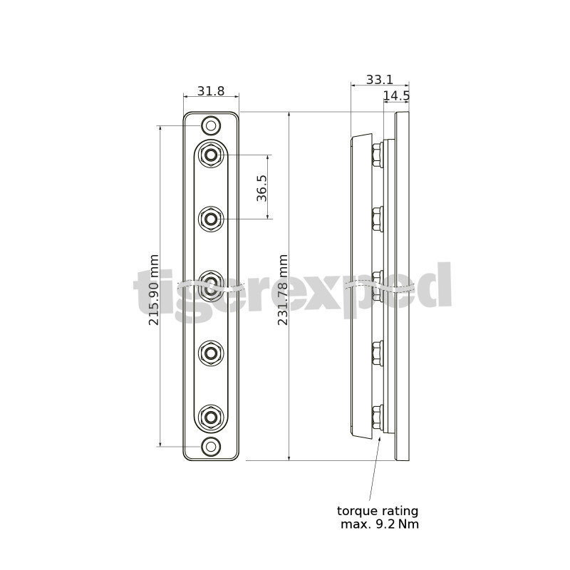 Jeu de barres 150A 6 x M6