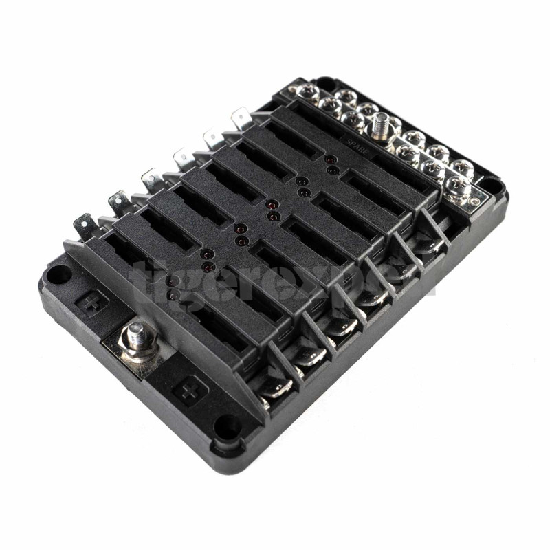 Porte-fusible 12 sorties avec jeu de barres connexion rapide (12/24 V)