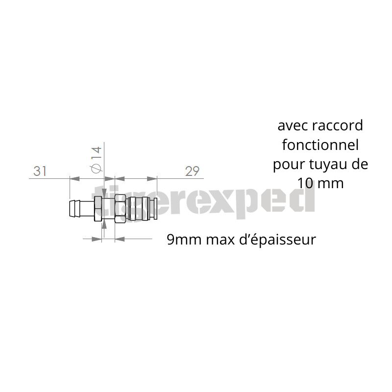 Raccord rapide de 10 mm adapté à tous pour douche Queensize Camper