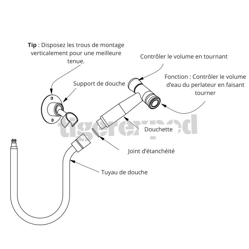 Douche avec tuyau et support Queensize Camper