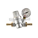 Réducteur de pression réglable 1-5,5 bar avec manomètre et 2x embout de tuyau 10 mm