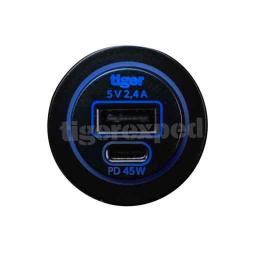 [TEX4205-EVO] Prise intégrée USB-C / USB-A 12V QC/PD3.0 45W