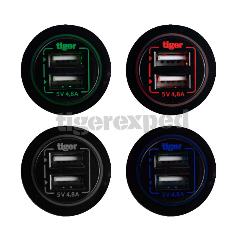 Chargeur double USB-A 12/24V 2 x 2,4 ampères