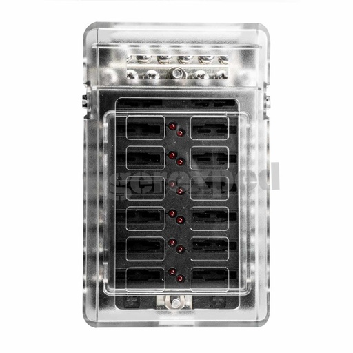 [TEX4121] Porte-fusible 12 sorties avec bornier connexion M4 (12/24 V)