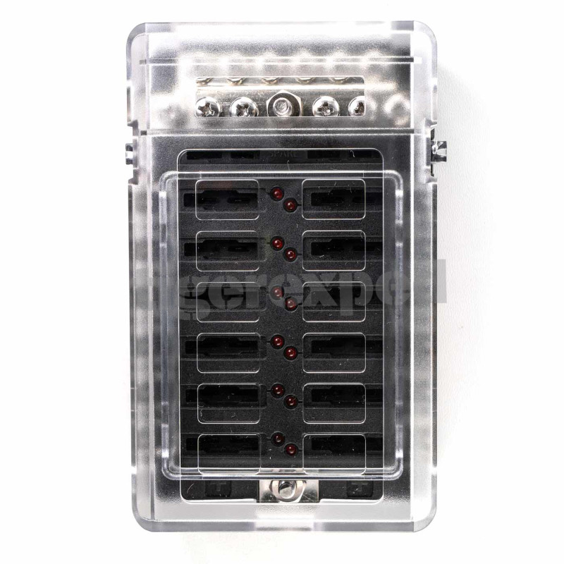 [TEX4124] Porte-fusible 12 sorties avec bornier connexion rapide (12/24 V)