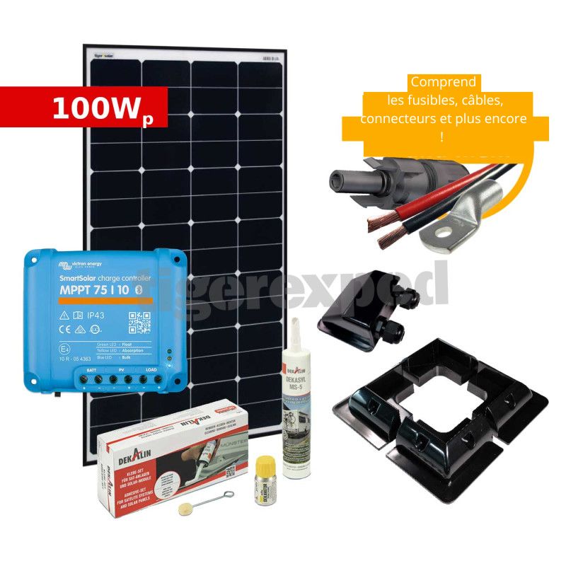 [37053] Kit solaire complet 100W pour camping-cars et caravanes