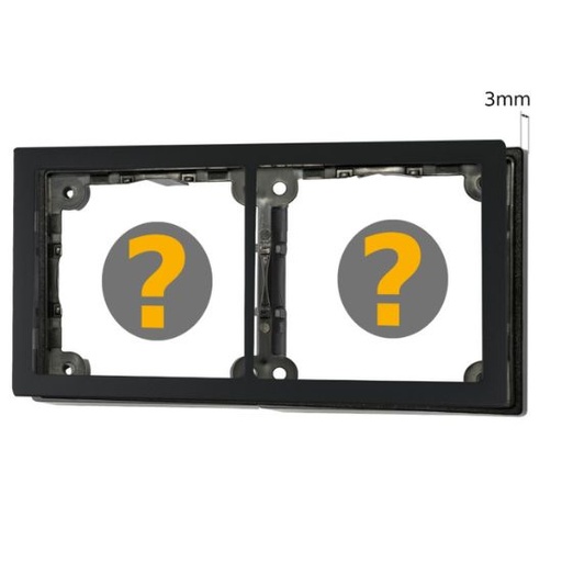 [37377] Cadre pour prise USB-C double, noir satiné et cadre d'espacement 3 mm 